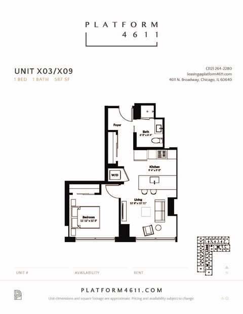 the floor plan of unit xoxo at Platform 4611, Chicago Illinois